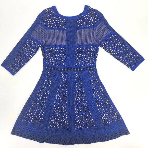 GB Girls Leopard Print Sweater Skater Dress Sixe XL Blue, Black & Light Pink - Picture 6 of 14